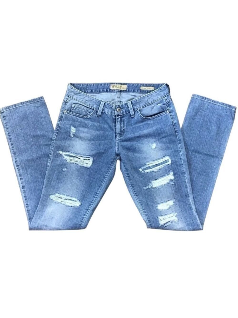 GUESS jeans Starlet cigarette low rise distressed ripped flattering sexy size 29